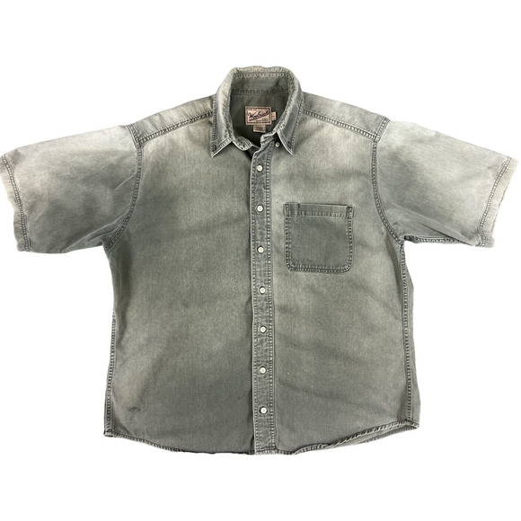 VTG Woolrich Rugged Outdoor Men's Gray Short Sleeve Button Down Size Large‎ - Picture 1 of 6